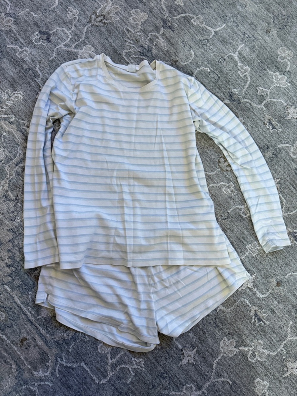LAKE Blue Striped Pajamas Set M